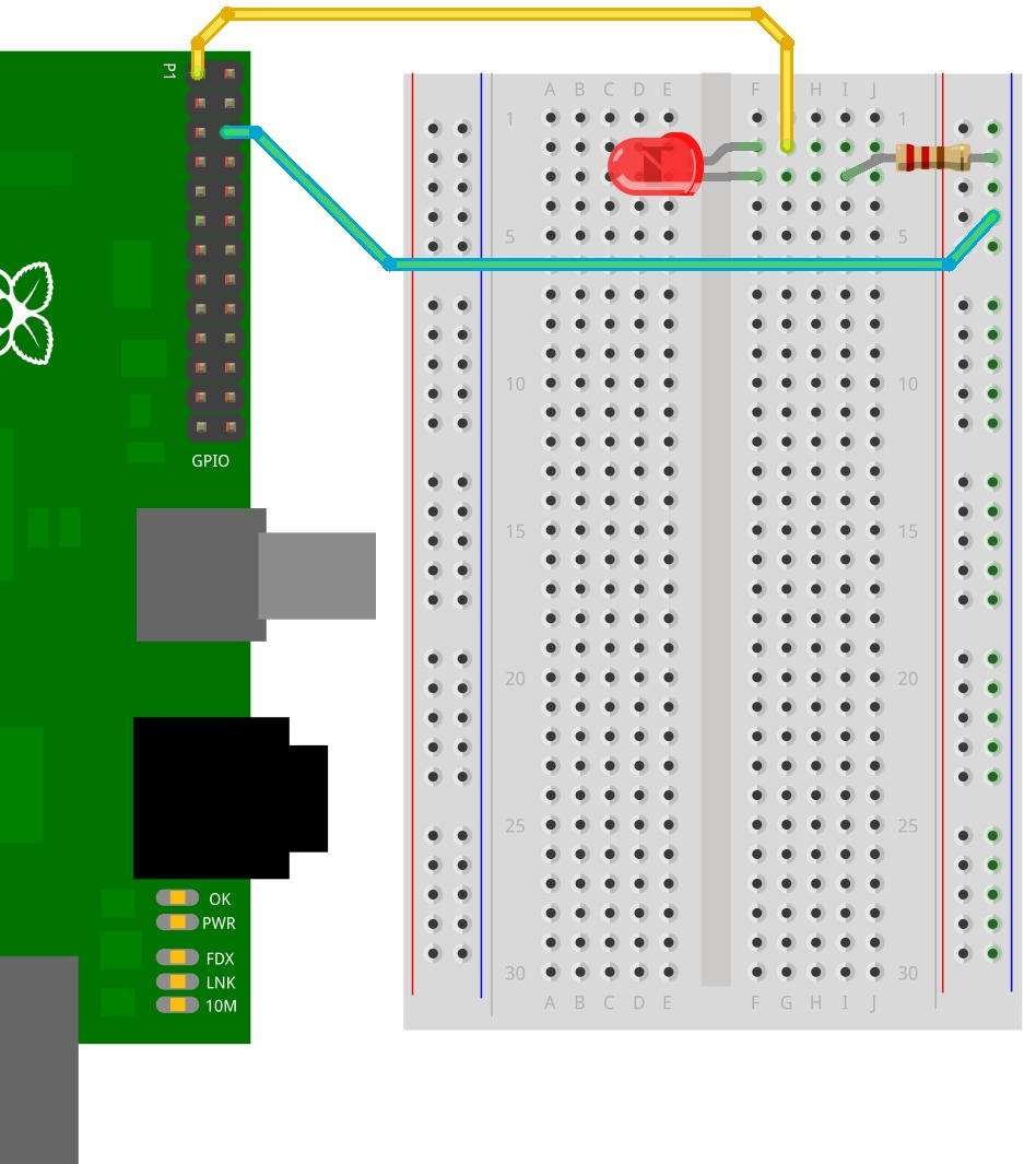 Rasberry | GPIO Examples 1 - A single LED Gordons