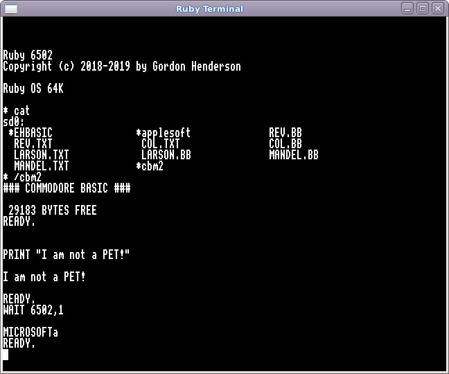 Ruby running Commodore BASIC